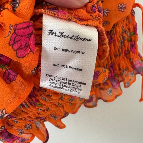 For Love & Lemons Peony Smocked Cropped Blouse Size Small - Picture 4 of 8